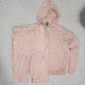 Soho Street NY Cozy Knit Lounge Set Pink Hoodie M Joggers S